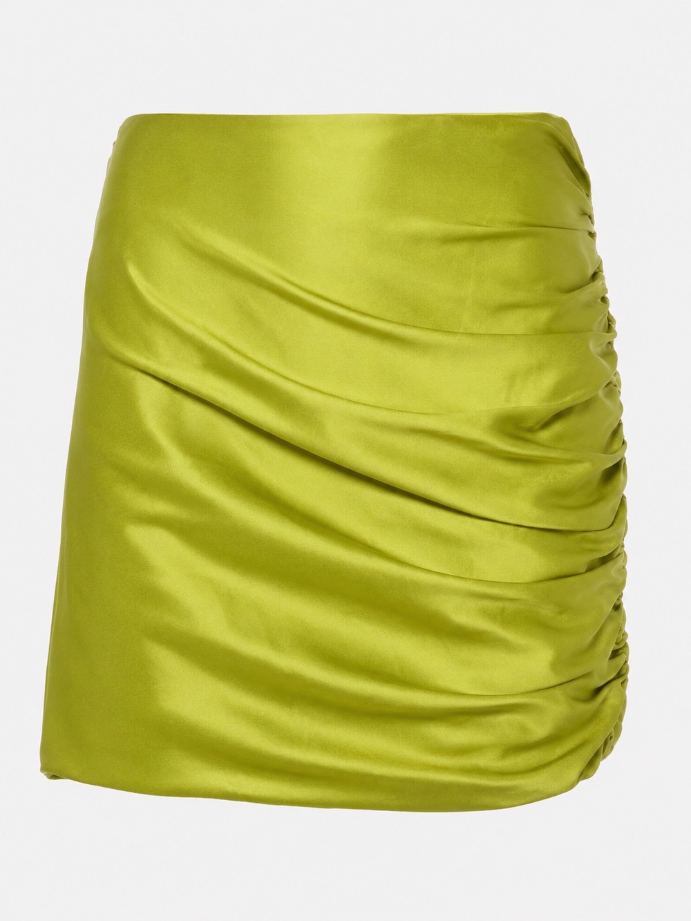 Nwt The Sei Ruched Silk Satin Mini Skirt Green Size 0